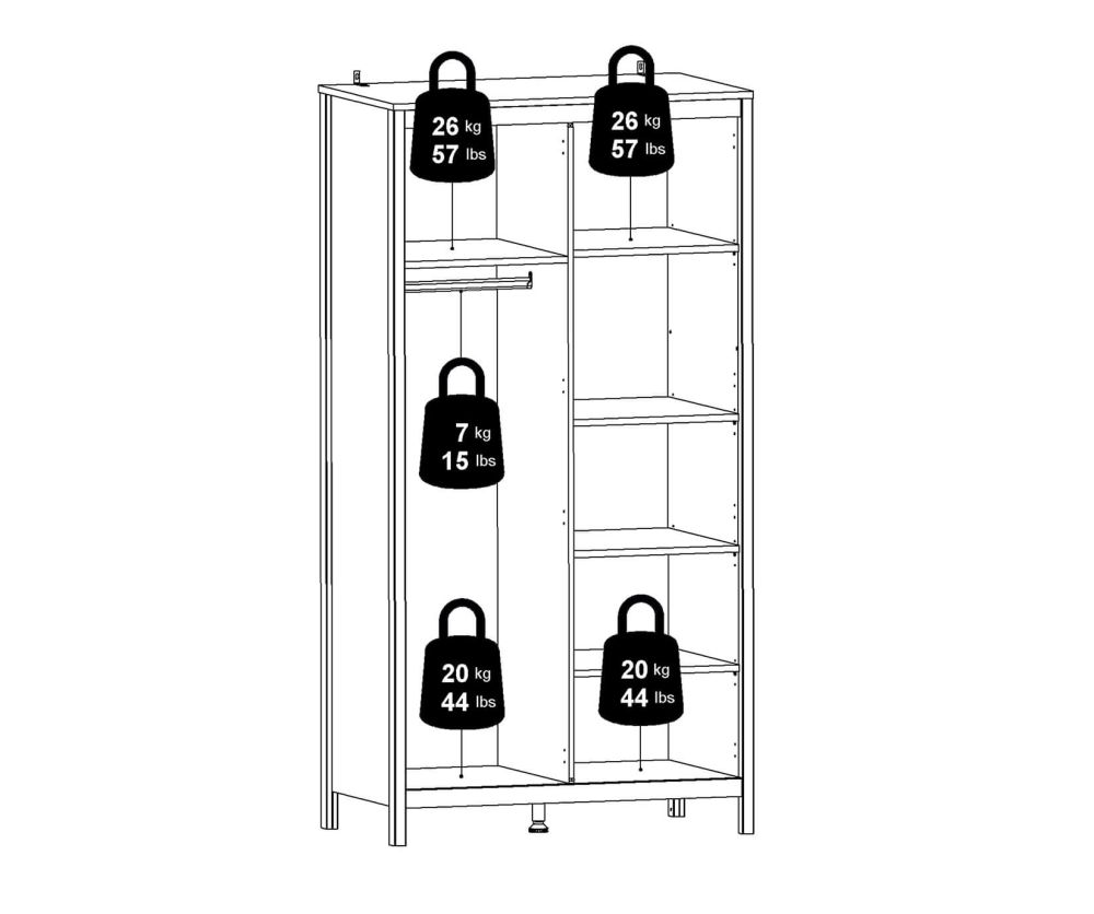 FTG Madrid Matt Black 2 Door Wardrobe