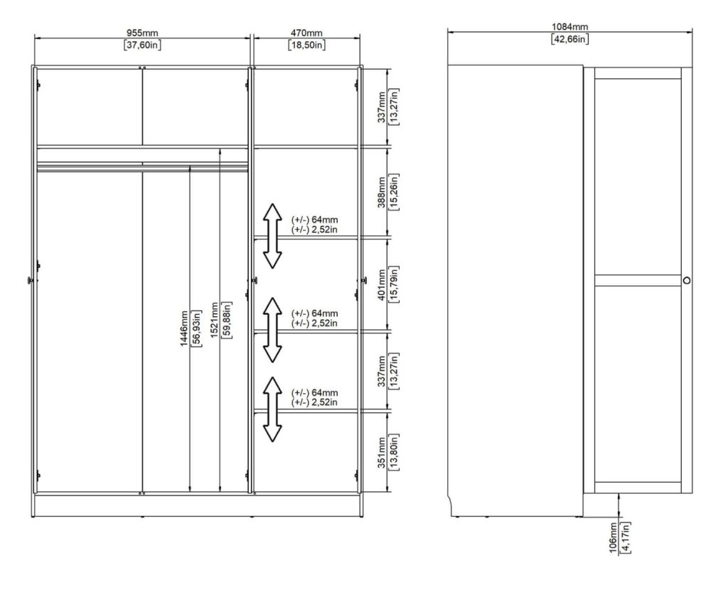 Brande Jackson Hickory Oak Wardrobe with 3 Frame Doors 