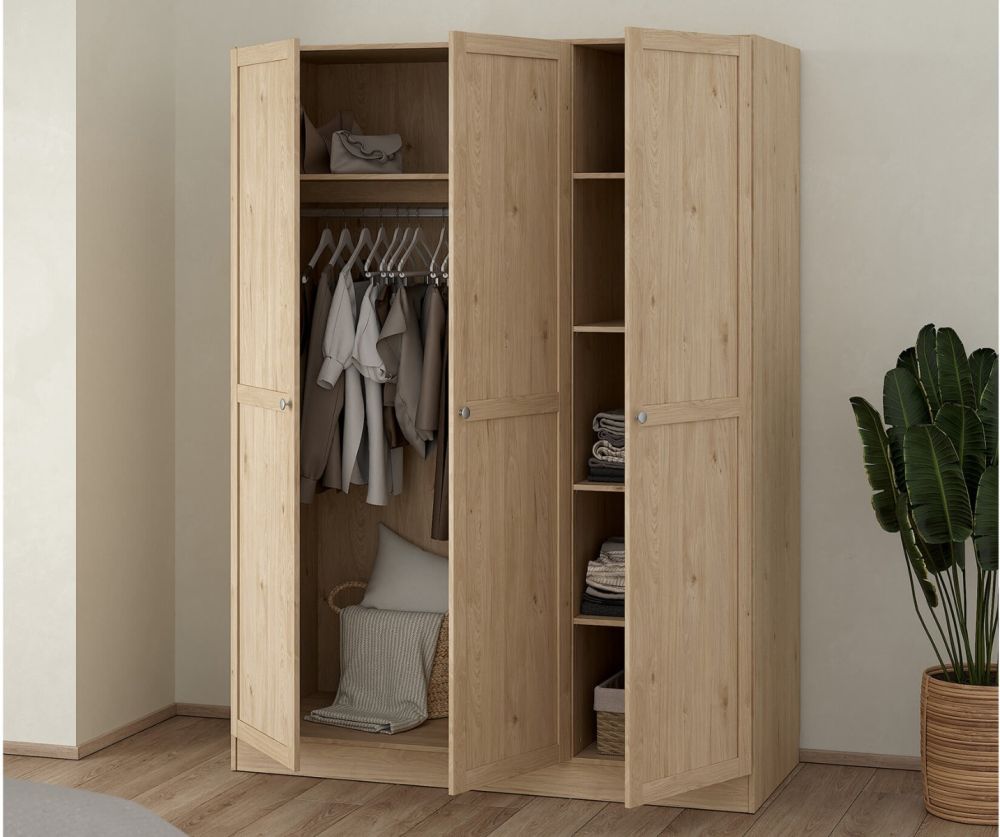 Brande Jackson Hickory Oak Wardrobe with 3 Frame Doors 