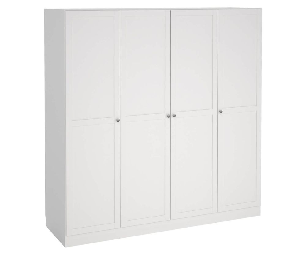 Brande White Wardrobe with 4 Frame Doors 