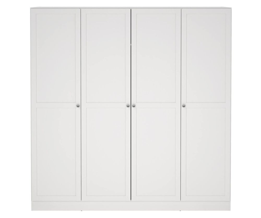 Brande White Wardrobe with 4 Frame Doors 