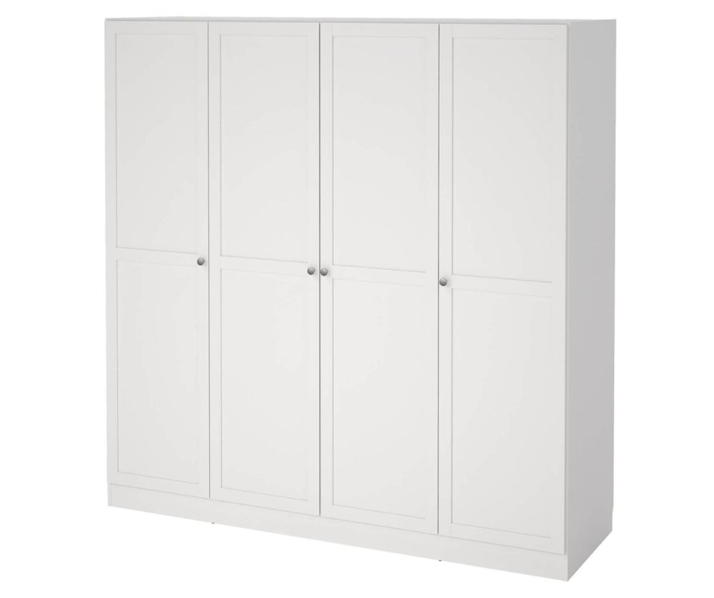 Brande White Wardrobe with 4 Frame Doors 