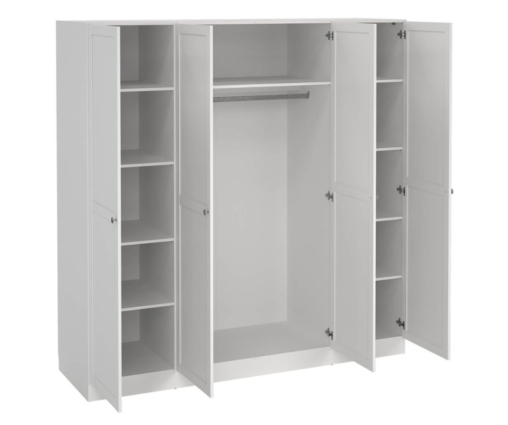 Brande White Wardrobe with 4 Frame Doors 