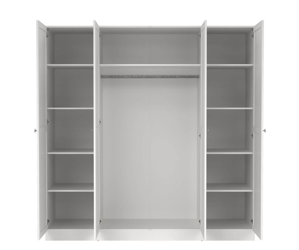 Brande White Wardrobe with 4 Frame Doors 