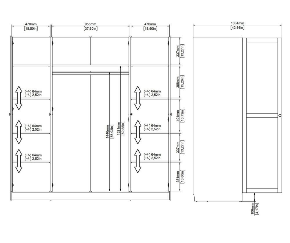 Brande Jackson Hickory Oak Wardrobe with 4 Frame Doors 