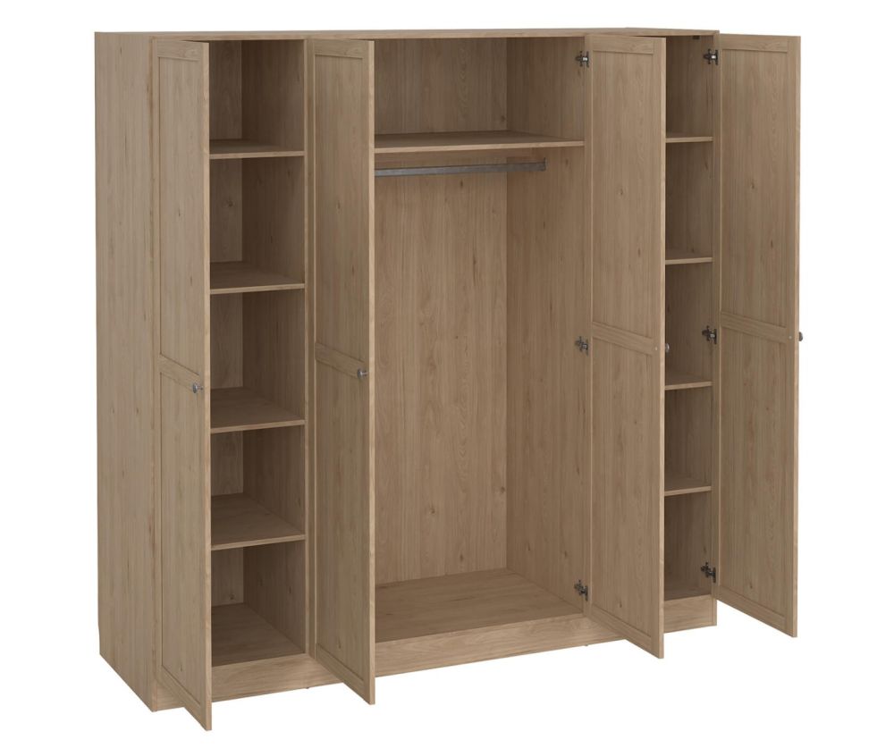 Brande Jackson Hickory Oak Wardrobe with 4 Frame Doors 
