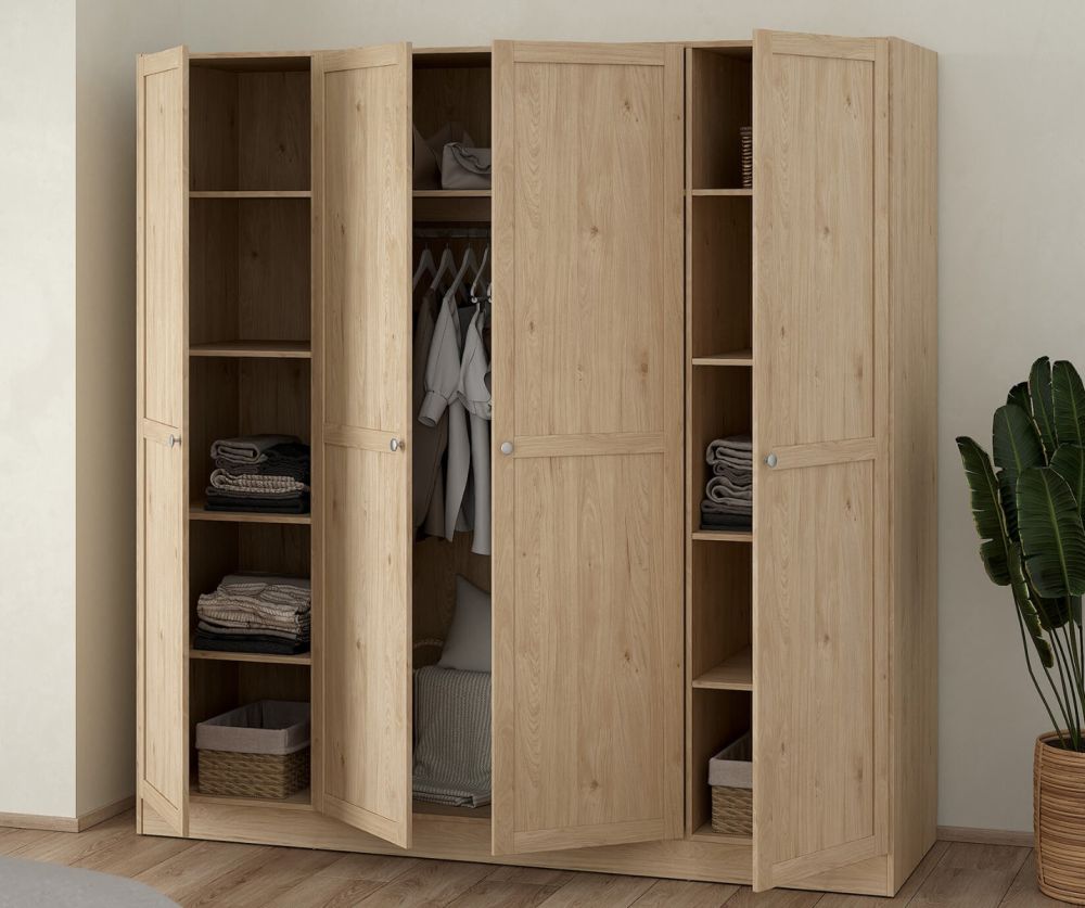 Brande Jackson Hickory Oak Wardrobe with 4 Frame Doors 
