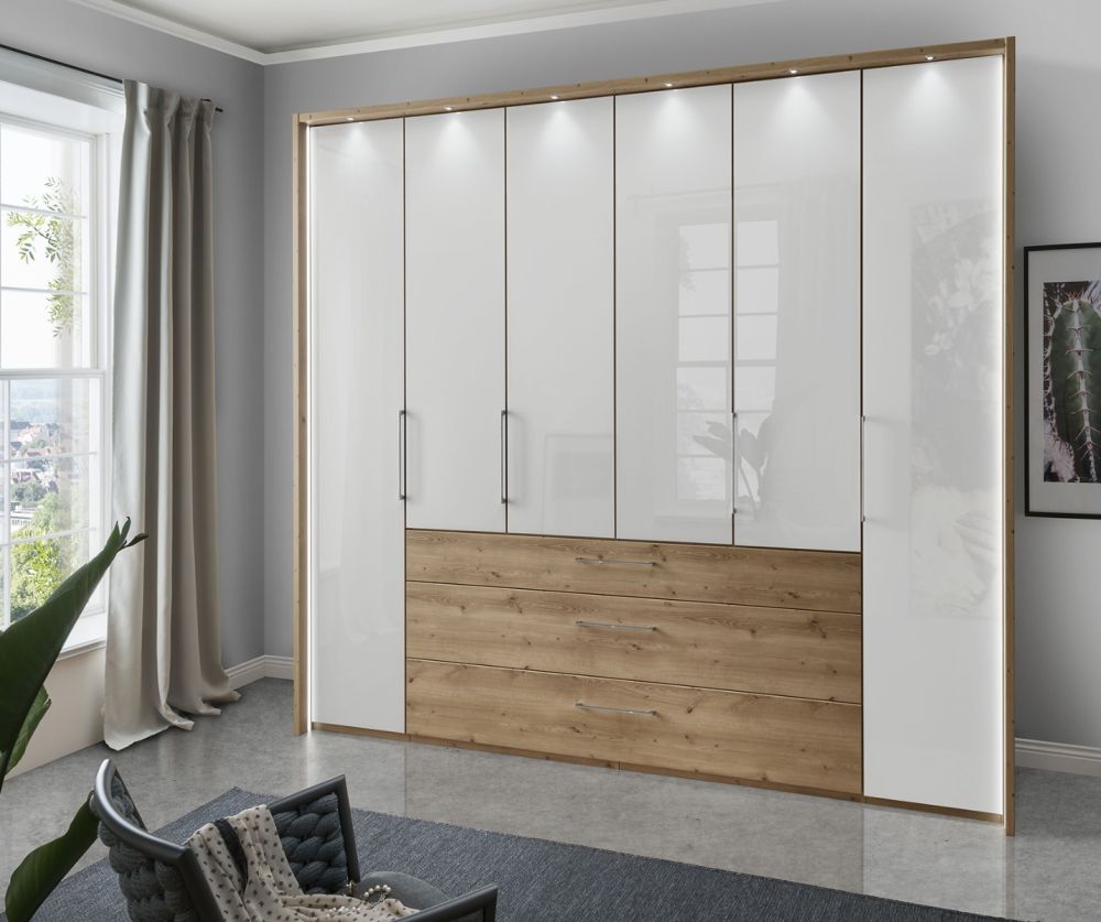 Wiemann Vip Metz 6 Door 3 Drawer Bi-Fold Wardrobe - H236cm