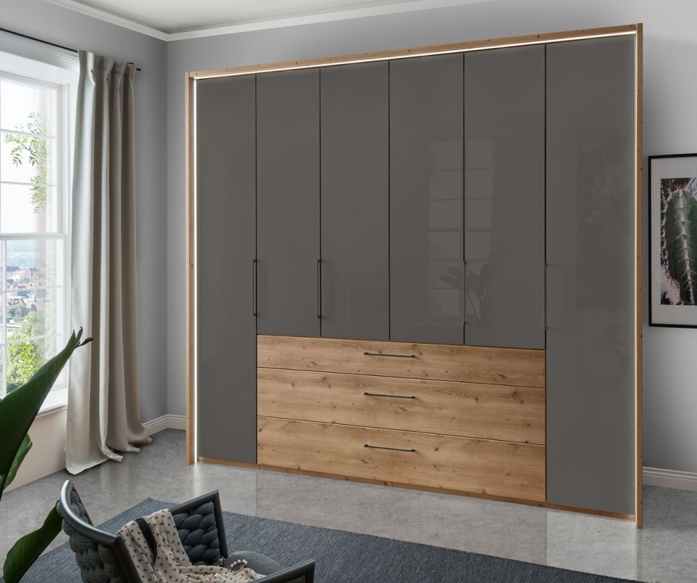 Wiemann Vip Metz 6 Door 3 Drawer Bi-Fold Wardrobe - H236cm