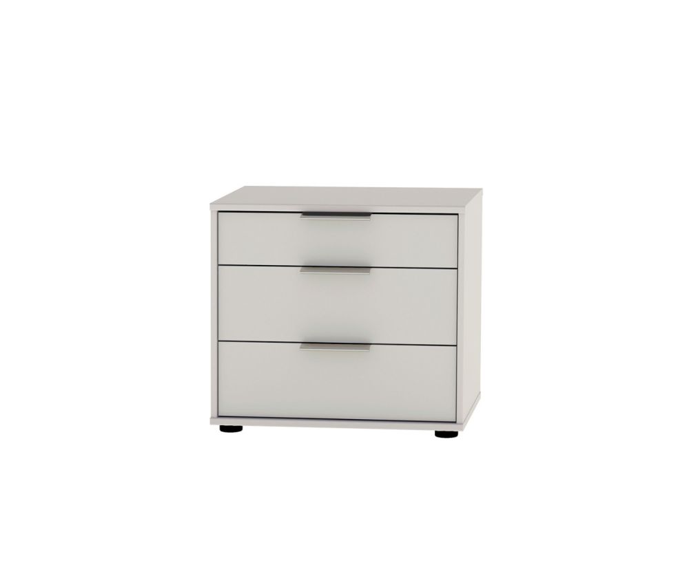 Wiemann Vip Monaco 4000 Glass White 3 Drawer Bedside Cabinet – W60cm