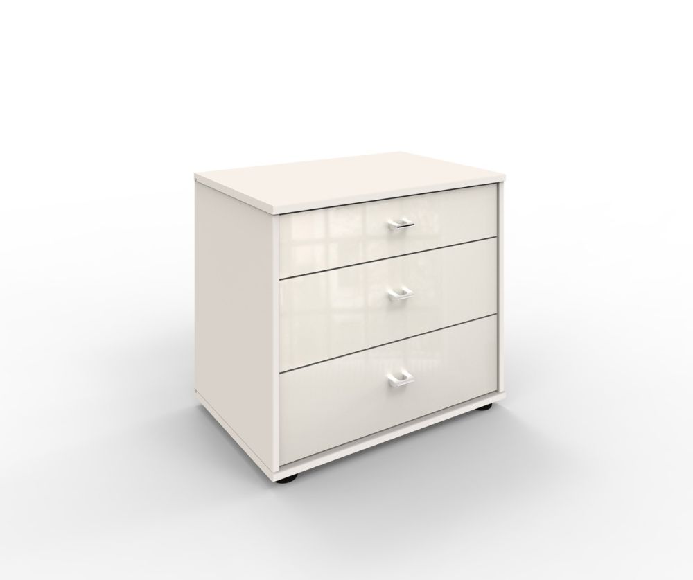 Wiemann Vip Vigo Glass Champagne 3 Drawer Bedside Cabinet