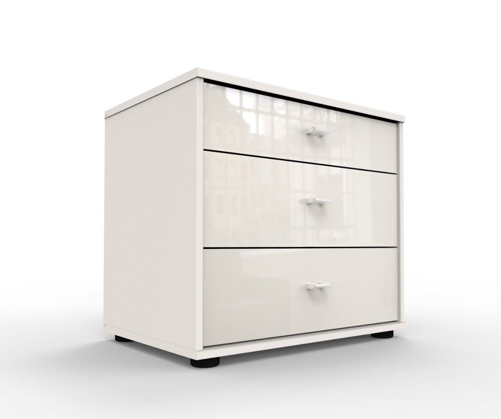 Wiemann Vip Vigo Glass Champagne 3 Drawer Bedside Cabinet