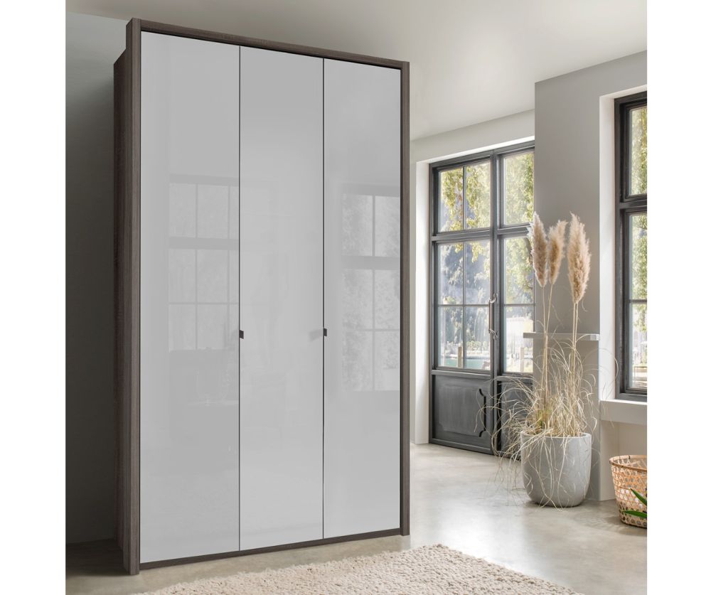 Wiemann Tampa Glass White 3 Door Hinged Wardrobe