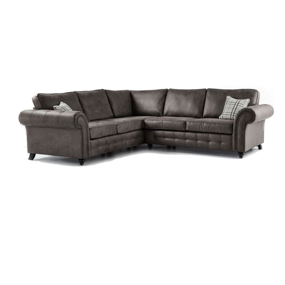 MNS Oakland Leather Suite - Corner Grey
