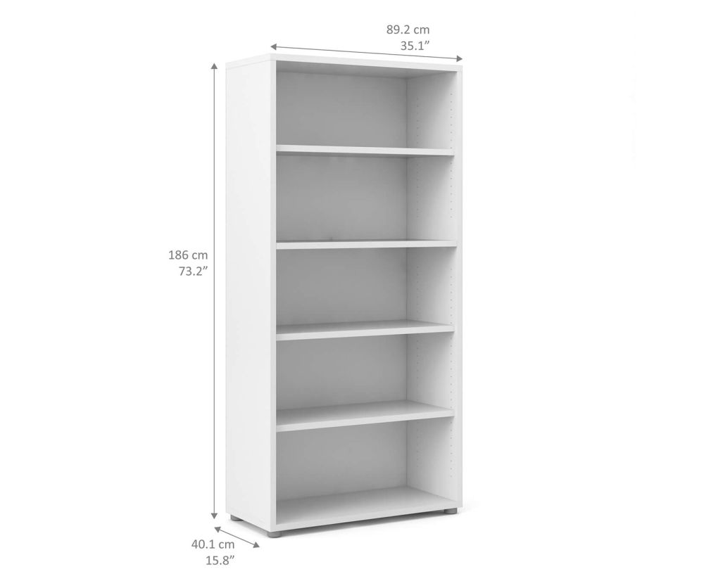 FTG Prima White Bookcase with 4 Shelves