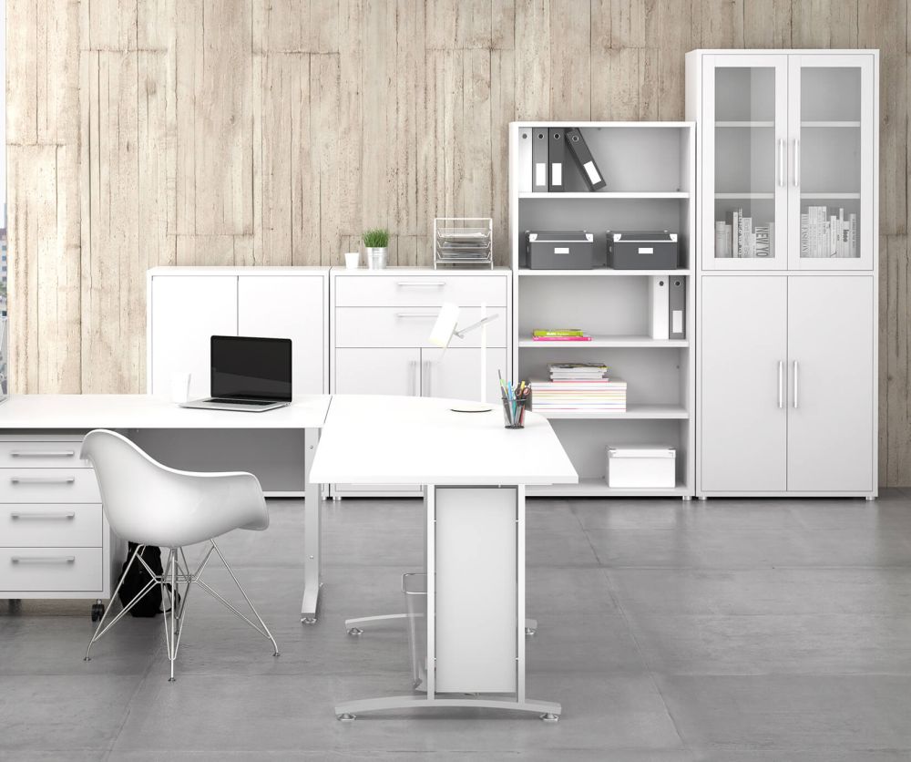 FTG Prima White Bookcase with 4 Shelves
