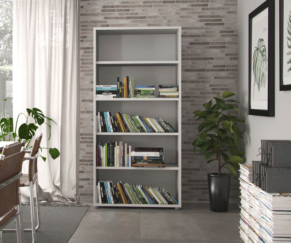 FTG Prima White Bookcase with 4 Shelves
