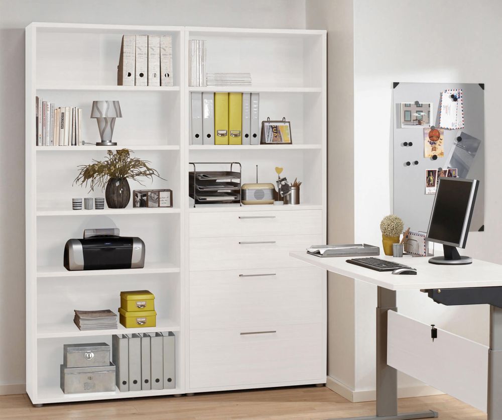 FTG Prima White Bookcase with 5 Shelves