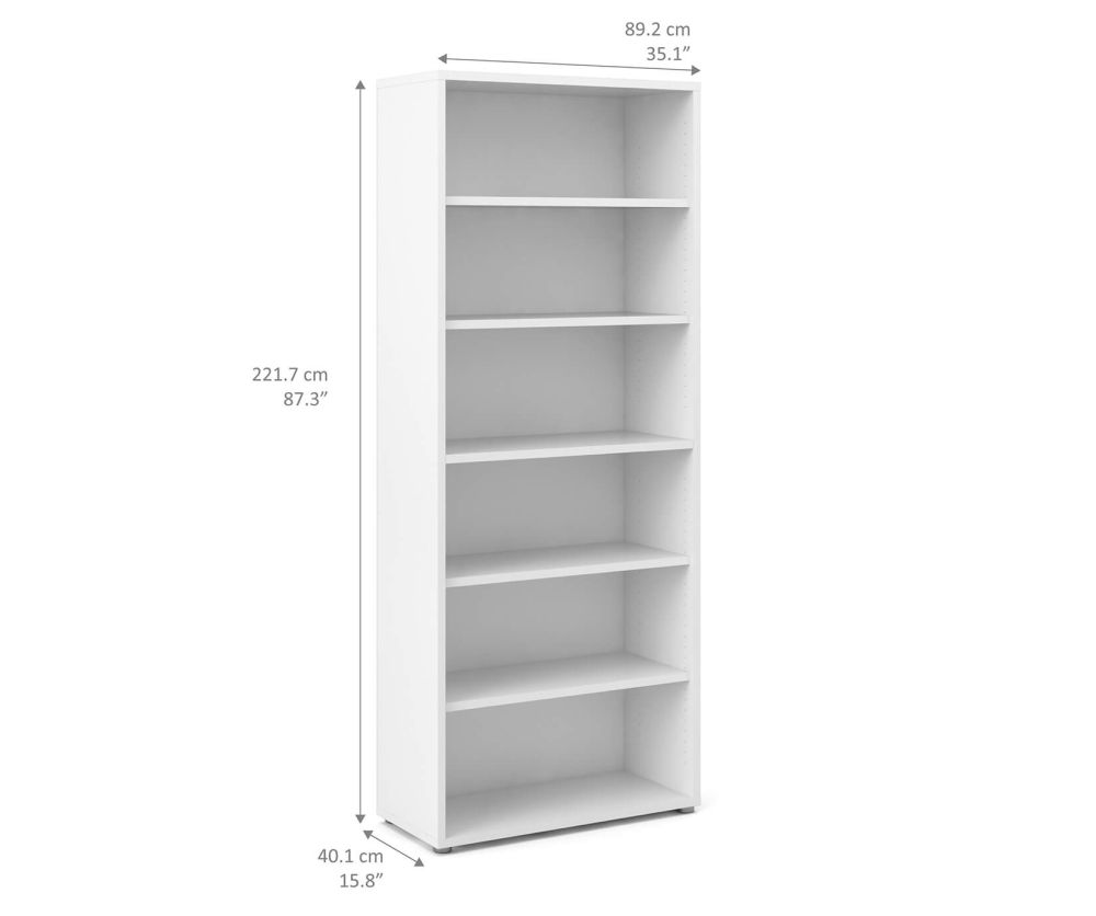 FTG Prima White Bookcase with 5 Shelves