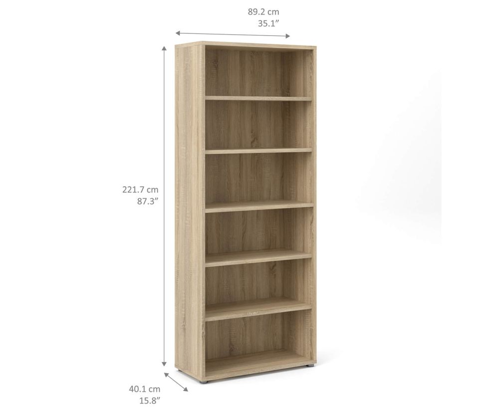 FTG Prima Oak Bookcase with 5 Shelves