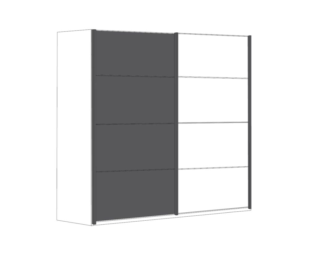 Wiemann Brussels 2 Door Sliding Wardrobe with Left Door and Trims in Slate Finish - W 250cm
