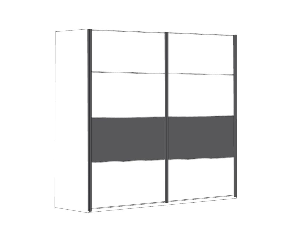 Wiemann Brussels 2 Door Sliding Wardrobe with Line 3 in Slate Finish - W 300cm