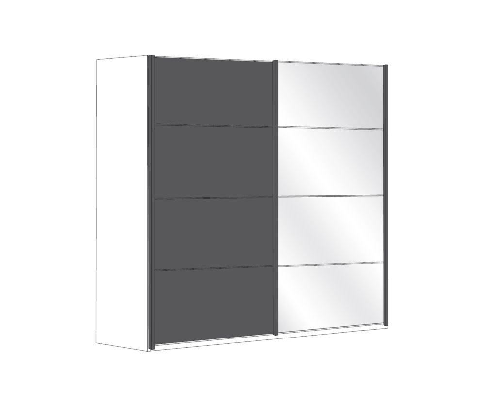 Wiemann Brussels 2 Door Sliding Wardrobe with Right Door Crystal Mirror - W 250cm