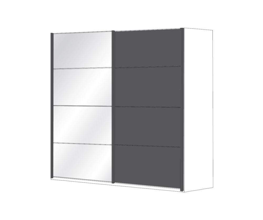 Wiemann Brussels 2 Door Sliding Wardrobe with Left Door Crystal Mirror - W 200cm