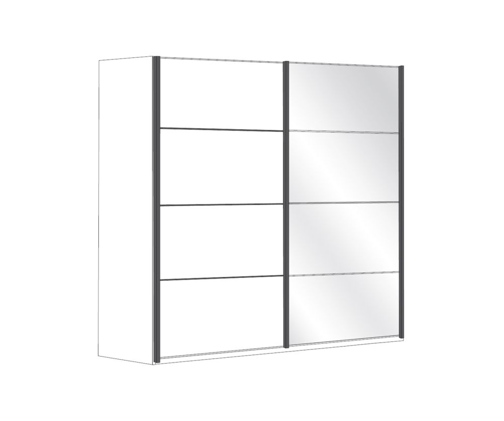 Wiemann Brussels 2 Door Sliding Wardrobe with Left Door In Holm Oak Finish With Trims in Holm Oak Finish - W 200cm
