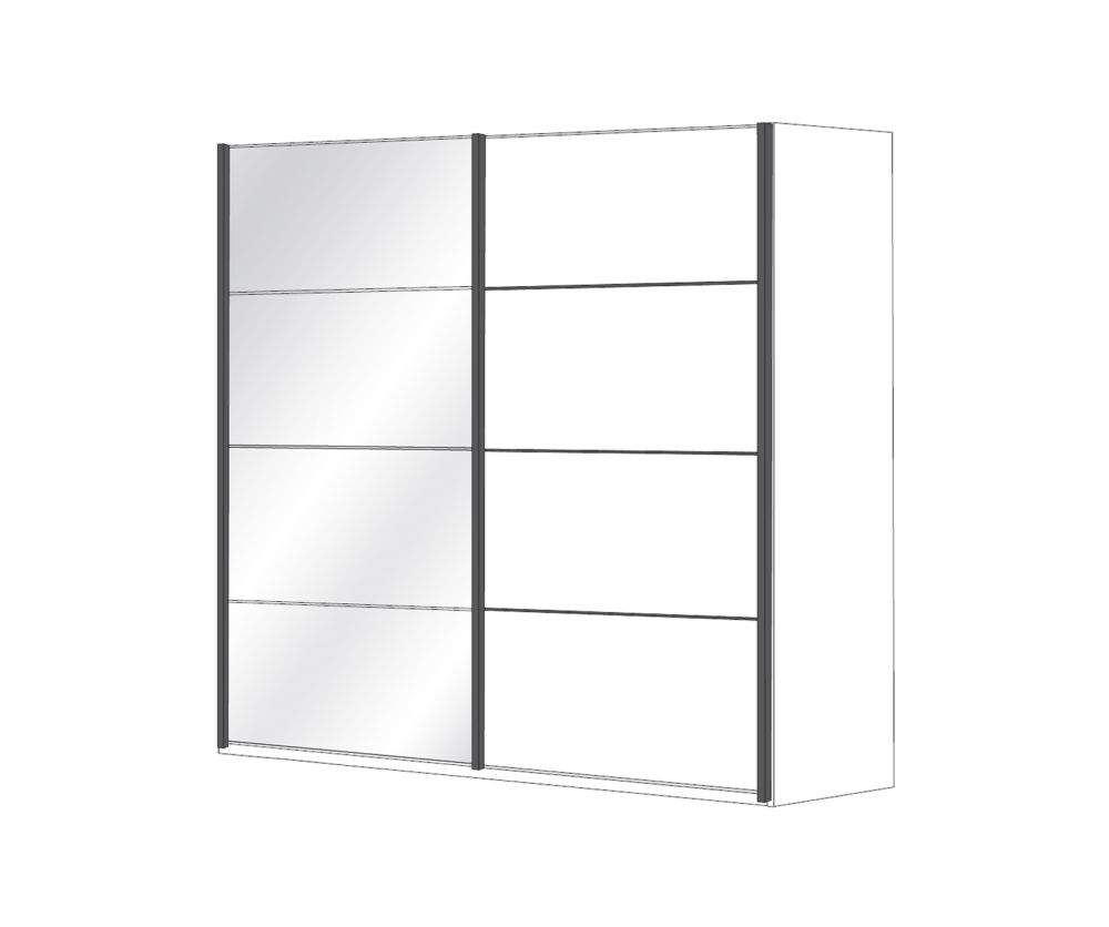 Wiemann Brussels 2 Door Sliding Wardrobe with Right Door In Holm Oak Finish With Trims in Holm Oak Finish - W 250cm
