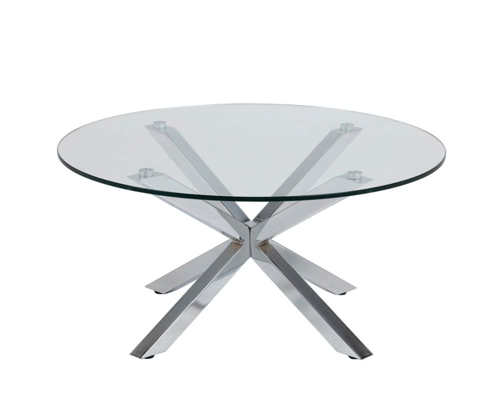 Heaven Glass Top Round Coffee Table with Chrome Legs 