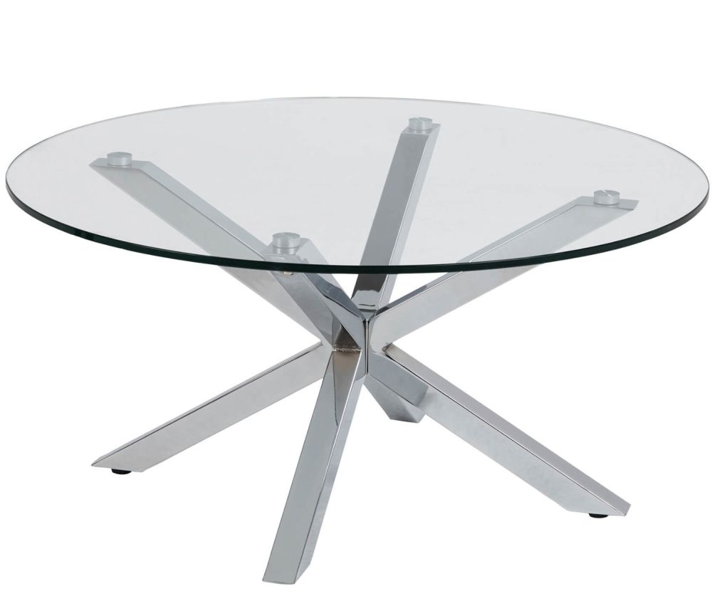 Heaven Glass Top Round Coffee Table with Chrome Legs 