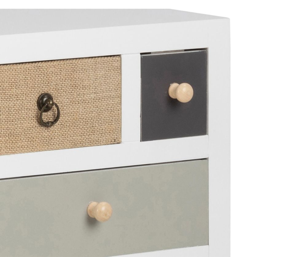 Thais White Shabby Chic Multi Coloured 11 Drawer Chest