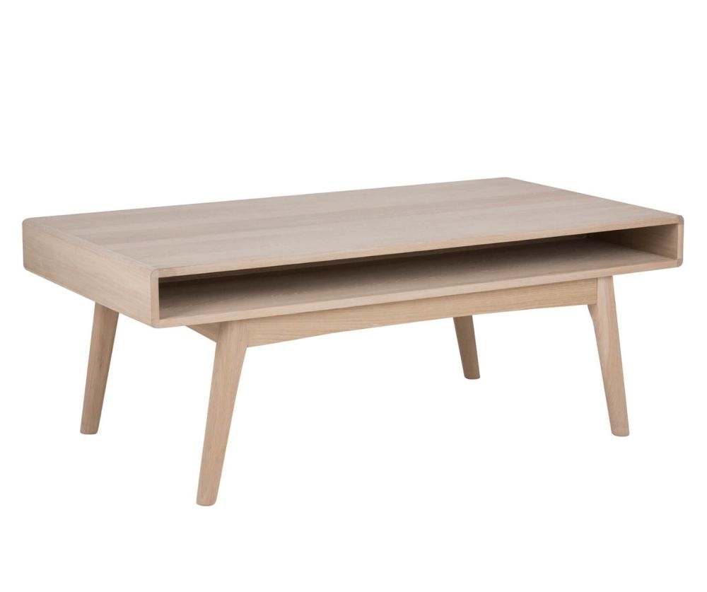 Marte White Oak Open Shelf Coffee Table 