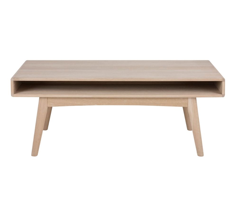 Marte White Oak Open Shelf Coffee Table 