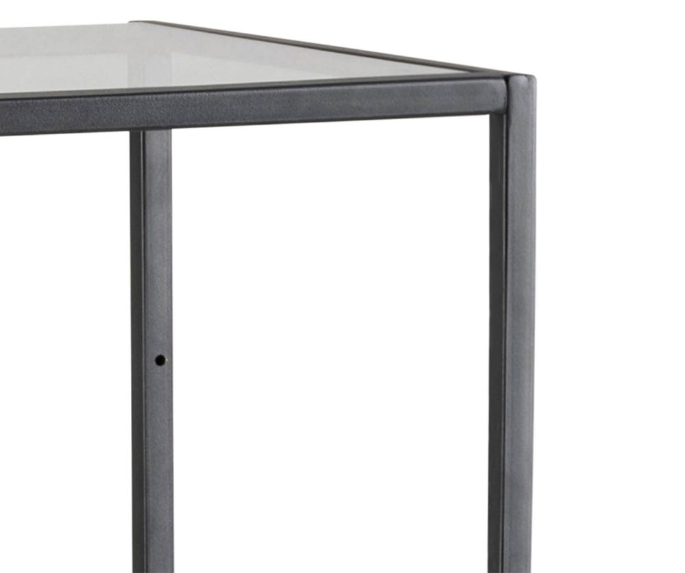 Seaford Narrow Black Metal Bookcase with 3 Glass Shelves