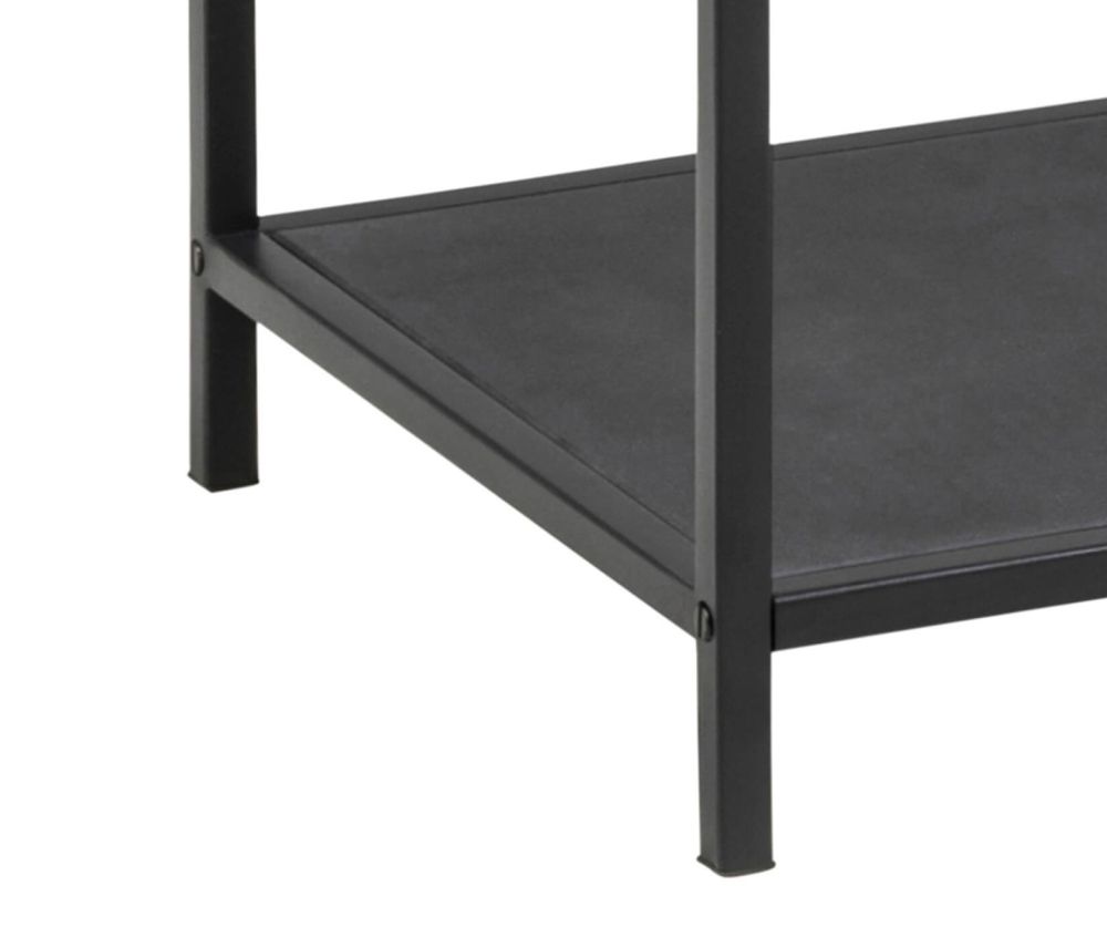 Seaford Narrow Black Metal Bookcase with 3 Glass Shelves