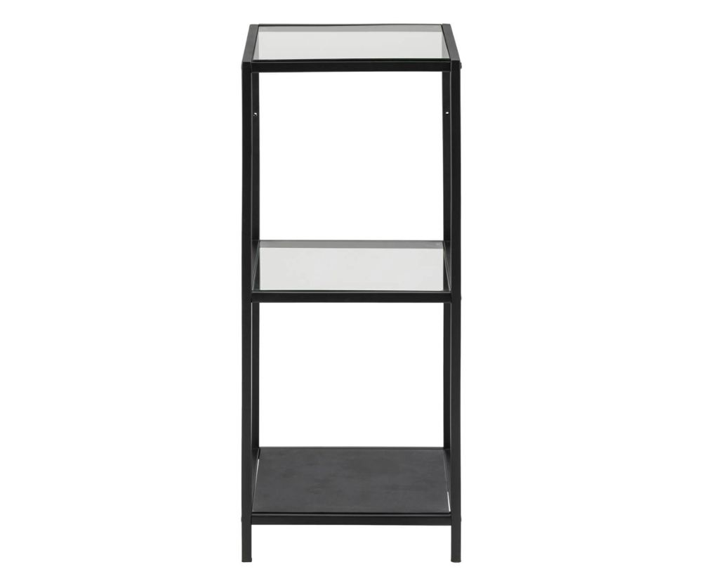 Seaford Narrow Black Metal Bookcase with 2 Glass Shelves