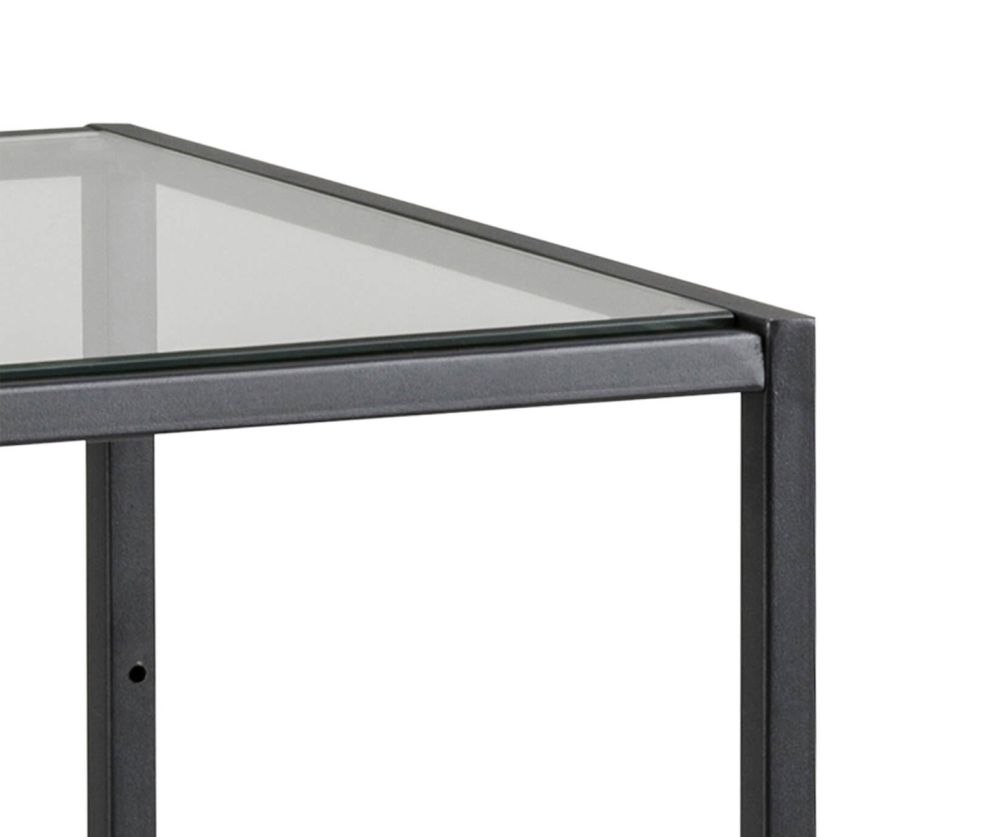 Seaford Narrow Black Metal Bookcase with 2 Glass Shelves