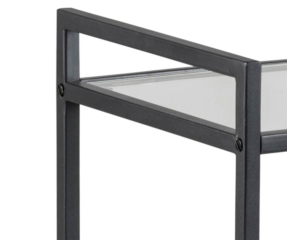 Seaford Black Metal Serving Trolley with Glass Top