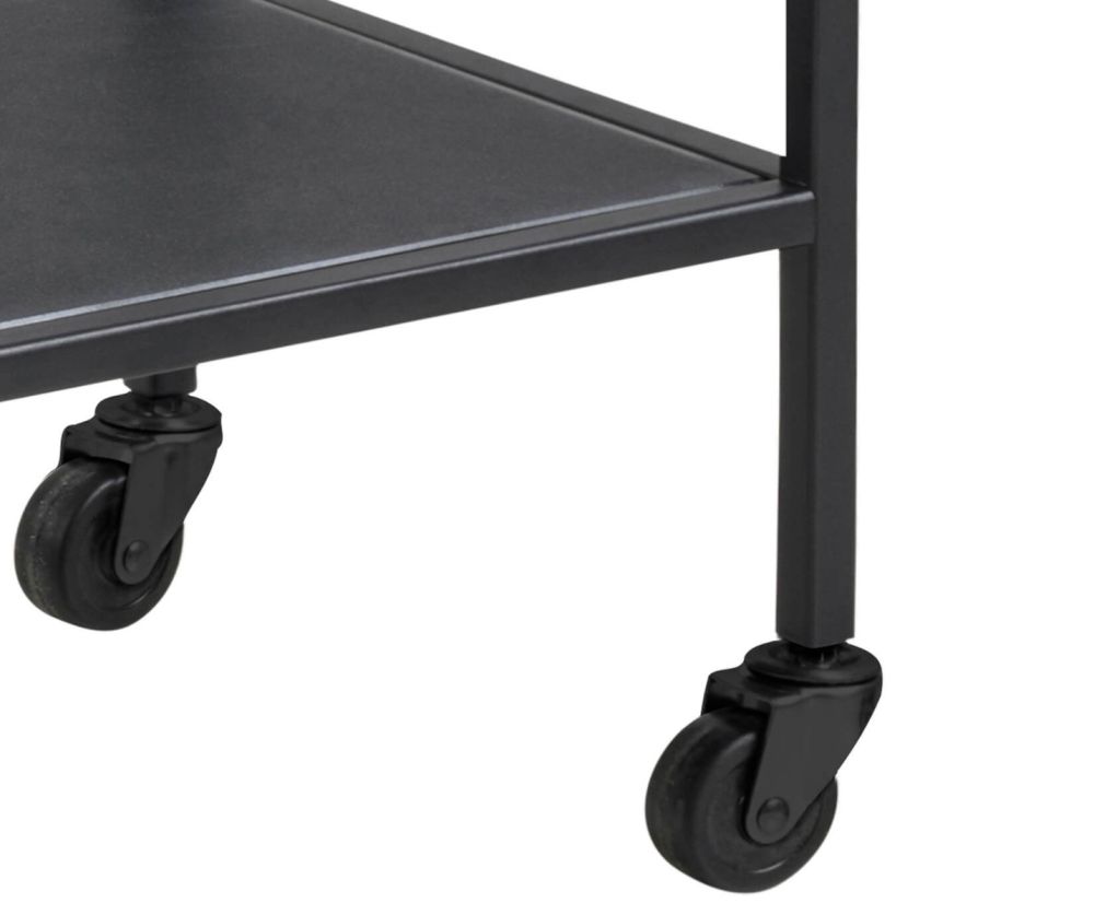 Seaford Black Metal Serving Trolley with Glass Top