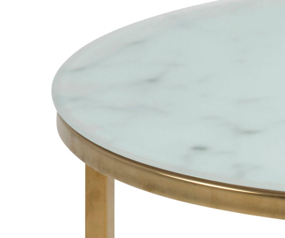 Alisma Round Side Table with White Marble Effect Top
