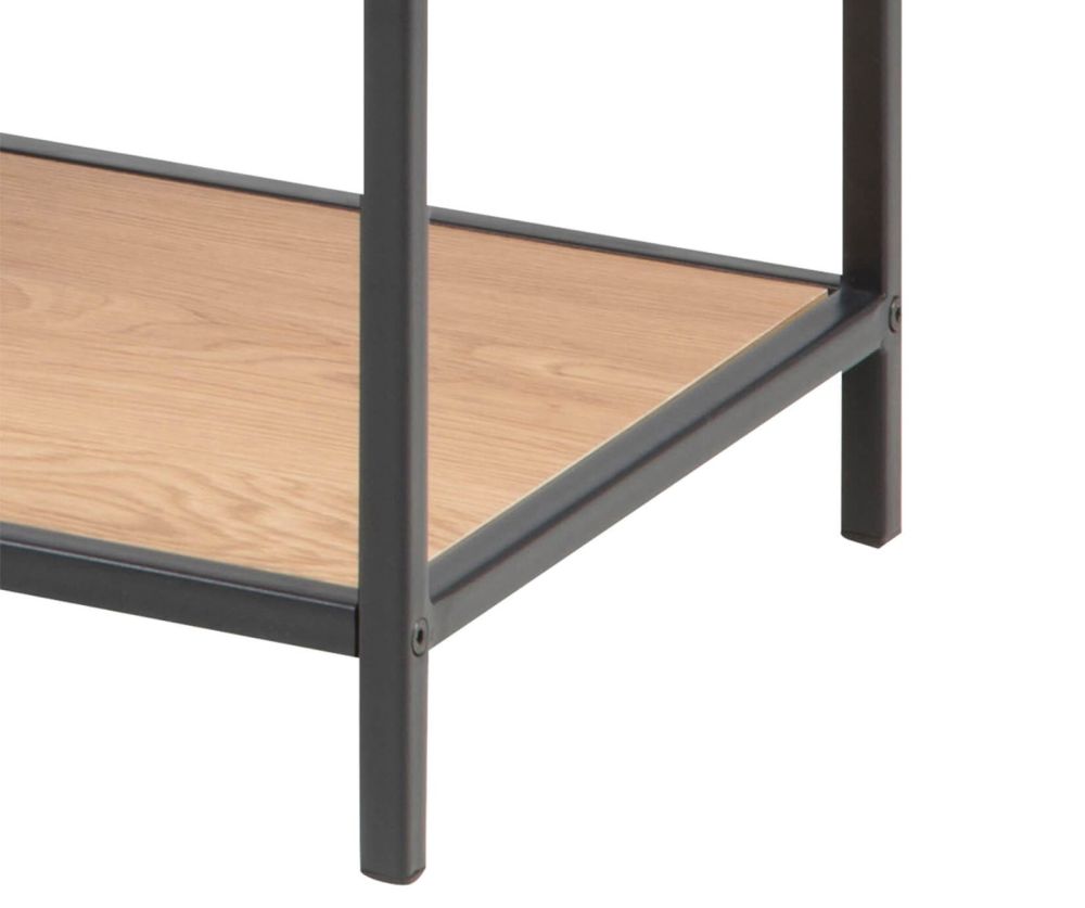 Seaford Wide Black Metal Bookcase with 4 Oak Shelves