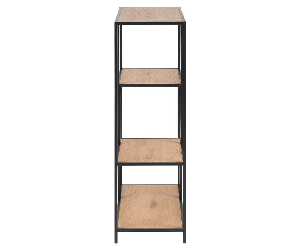 Seaford Black Metal Asymmetrical Bookcase with 3 Oak Shelves