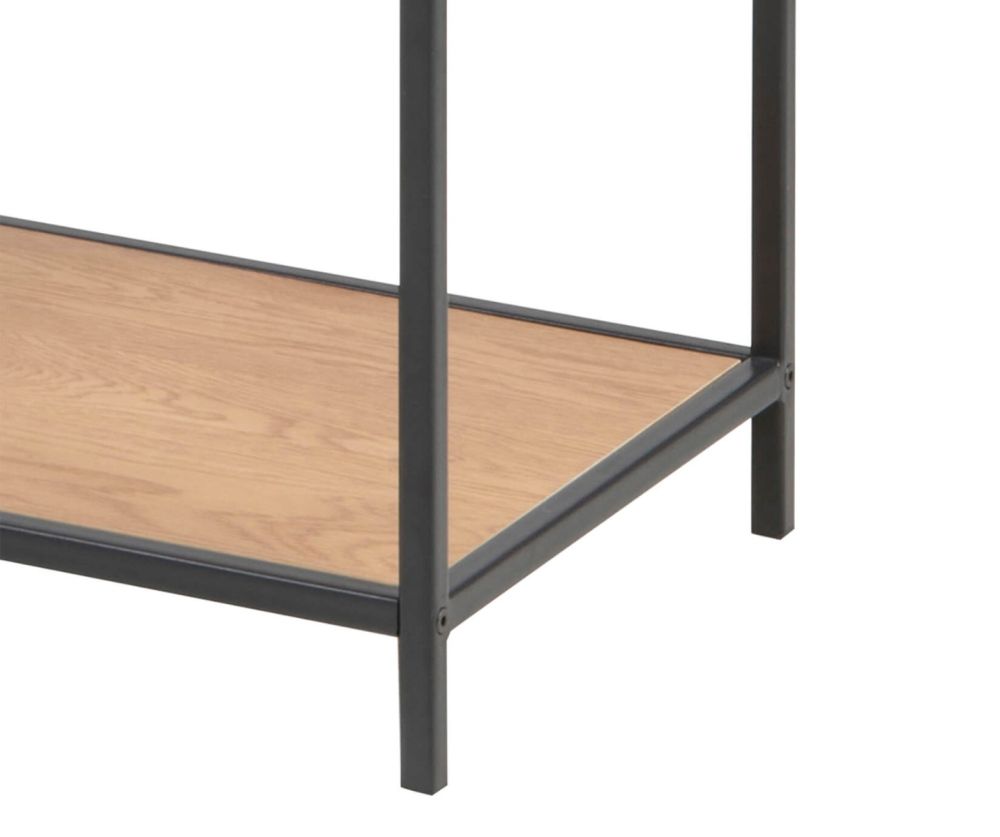 Seaford Black Metal Asymmetrical Bookcase with 3 Oak Shelves