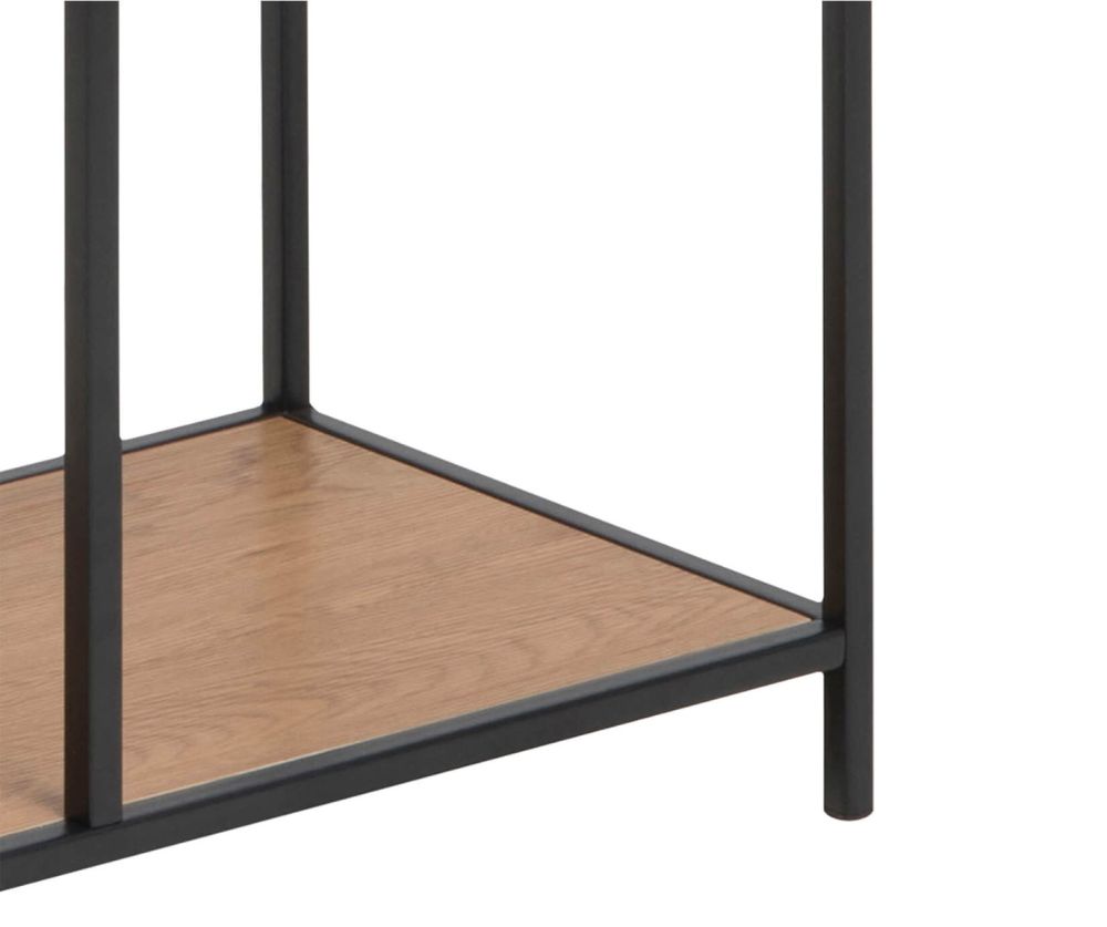 Seaford Tall Black Metal Bookcase with 5 Oak Shelves