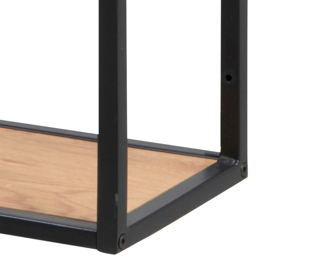 Seaford Black Metal Wide Wall Shelf with 3 Additional Oak Shelves