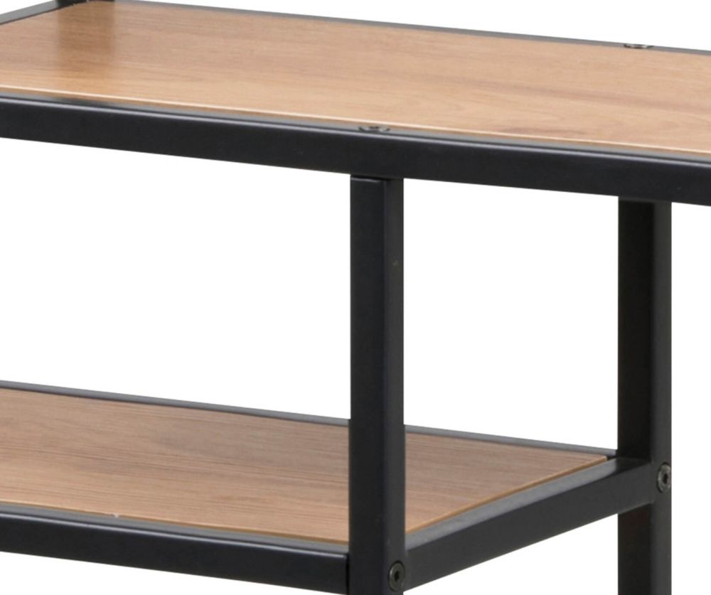 Seaford Black Metal Wide Wall Shelf with 3 Additional Oak Shelves