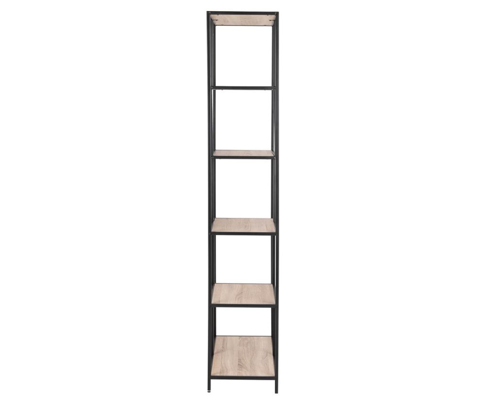 Seaford Tall Black Metal Bookcase with 5 Sonoma Oak Shelves