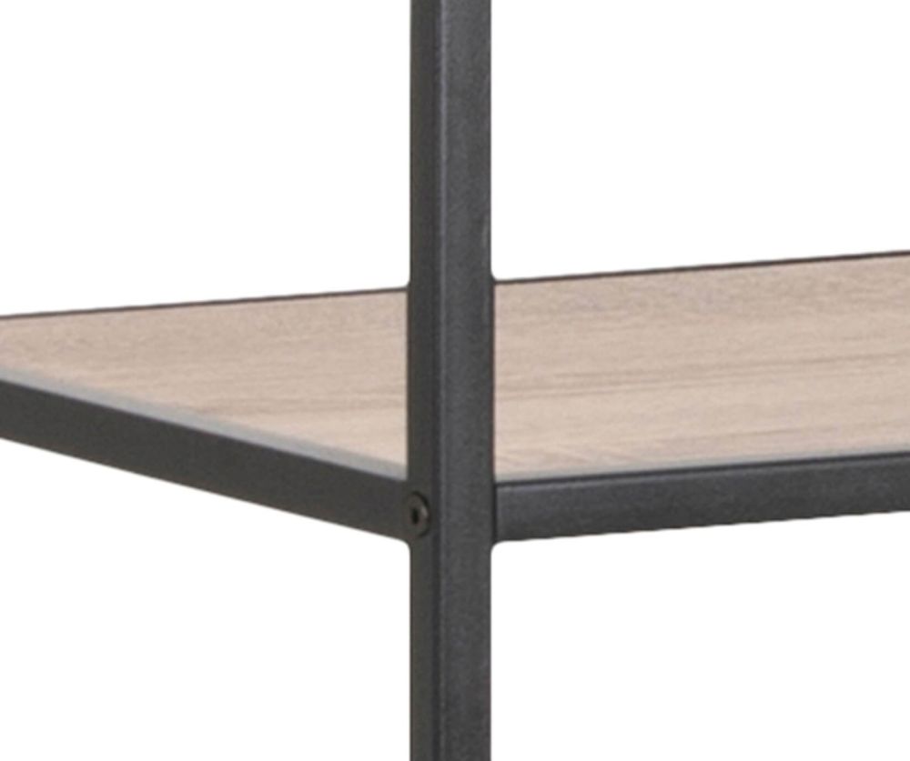 Seaford Tall Black Metal Bookcase with 5 Sonoma Oak Shelves